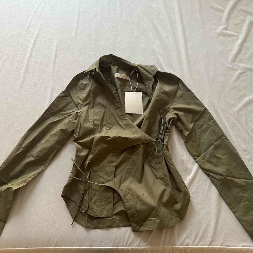 Faithfull the Brand Khaki Wrap Blazer